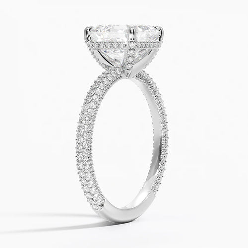 Asscher Three Row Pavé RIng