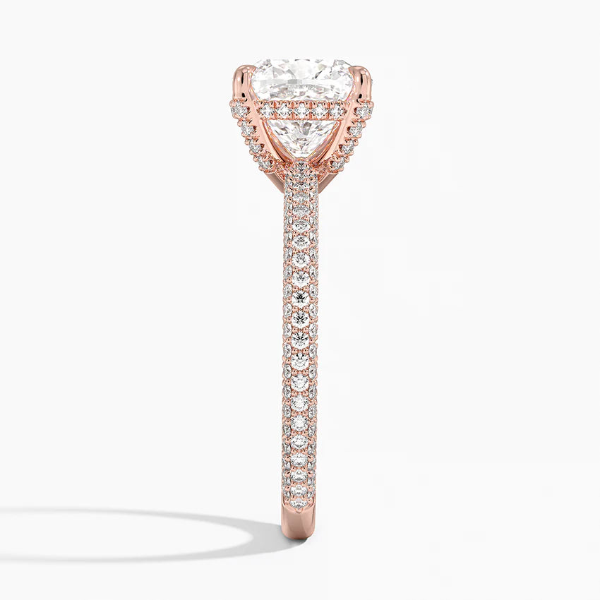 Cushion 3-row Pave Setting Ring