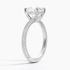 Cushion 3-row Pave Setting Ring