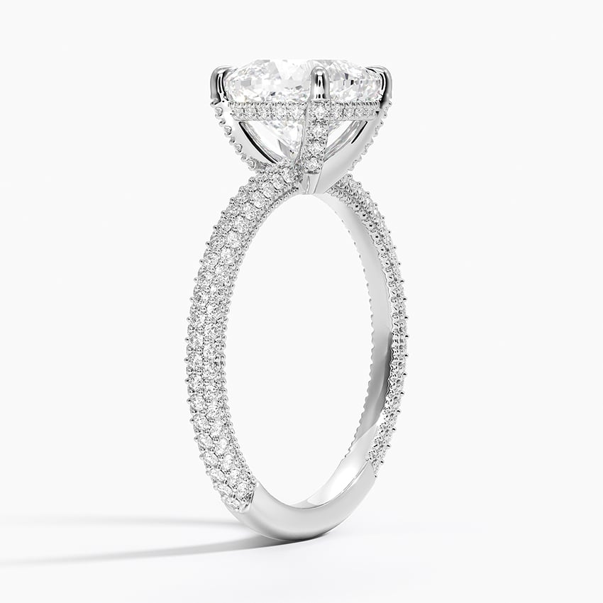 Cushion 3-row Pave Setting Ring
