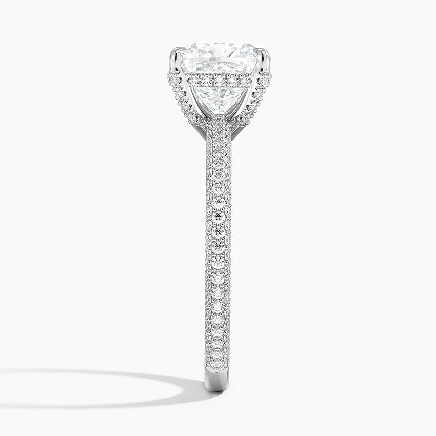 Cushion 3-row Pave Setting Ring
