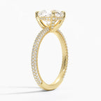 Cushion 3-row Pave Setting Ring