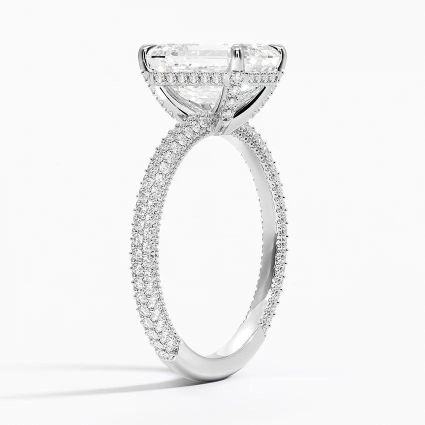 Emerald Three Row Pavé RIng