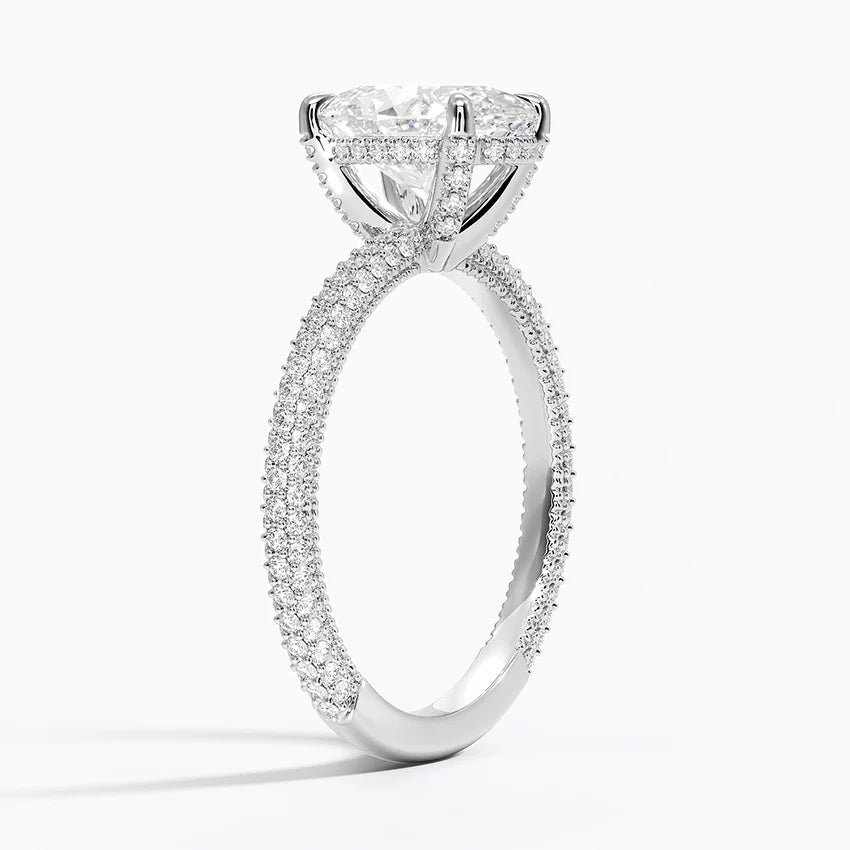 Oval Three Row Pavé Ring