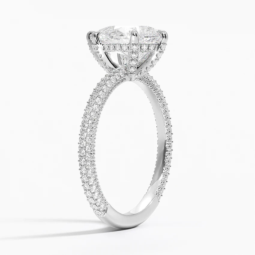 Pear Three Row Pavé Ring