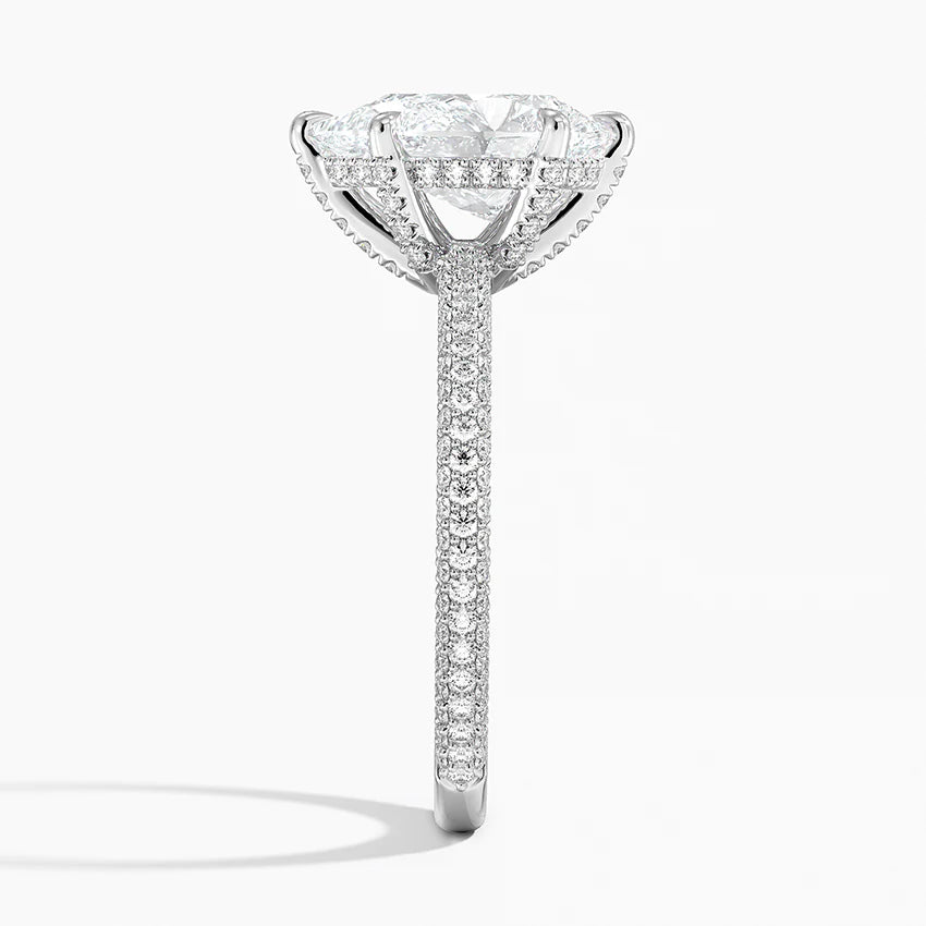 Pear Three Row Pavé Ring