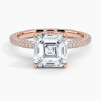 Asscher Three Row Pavé RIng