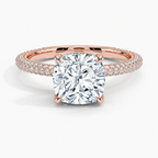 Cushion 3-row Pave Setting Ring