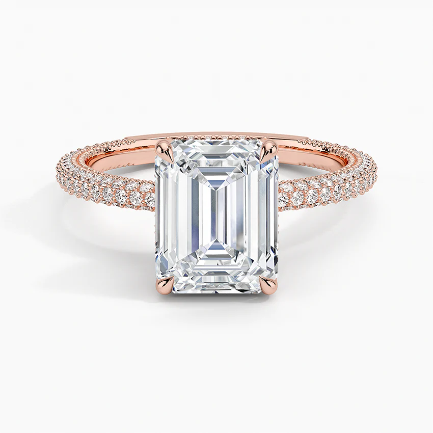 Emerald Three Row Pavé RIng