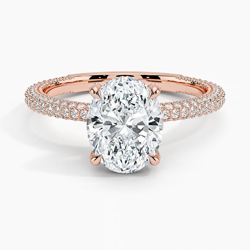 Oval Three Row Pavé Ring