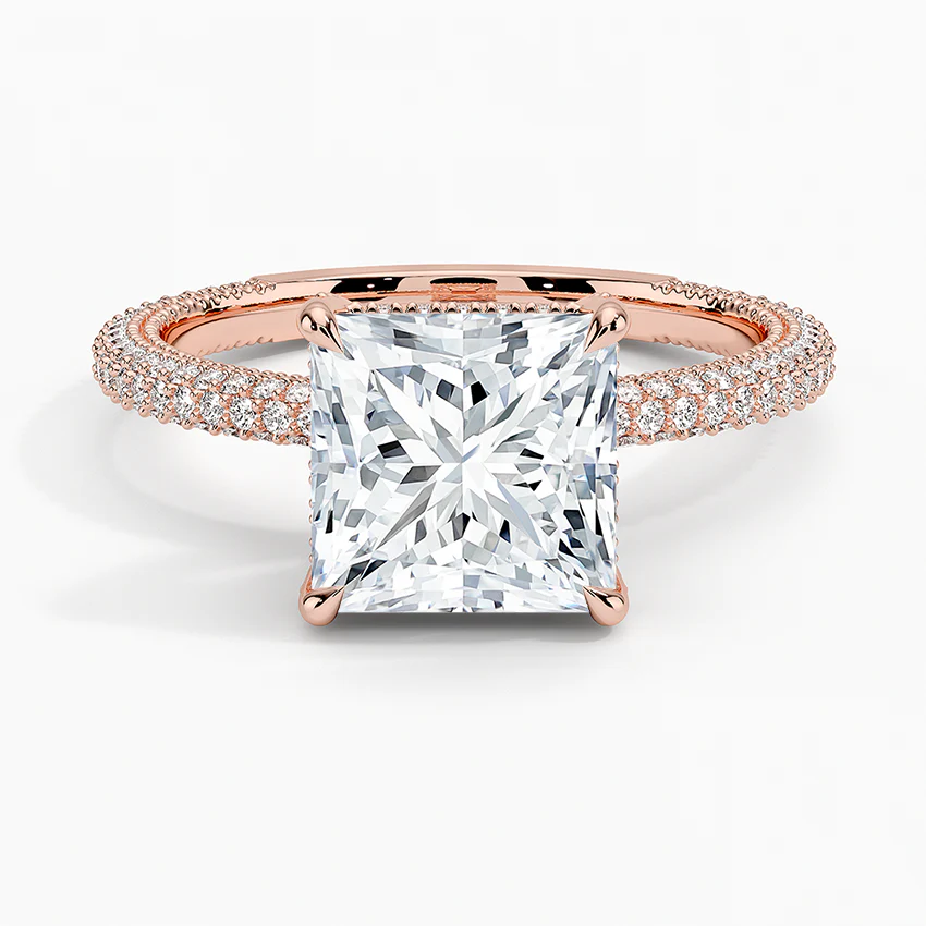 Princess Three Row Pavé Ring