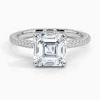 Asscher Three Row Pavé RIng