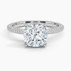 Cushion 3-row Pave Setting Ring