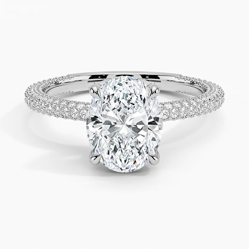Oval Three Row Pavé Ring