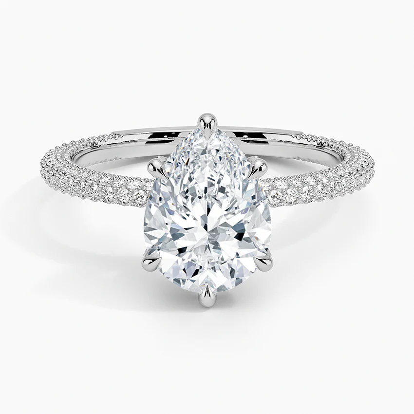 Pear Three Row Pavé Ring