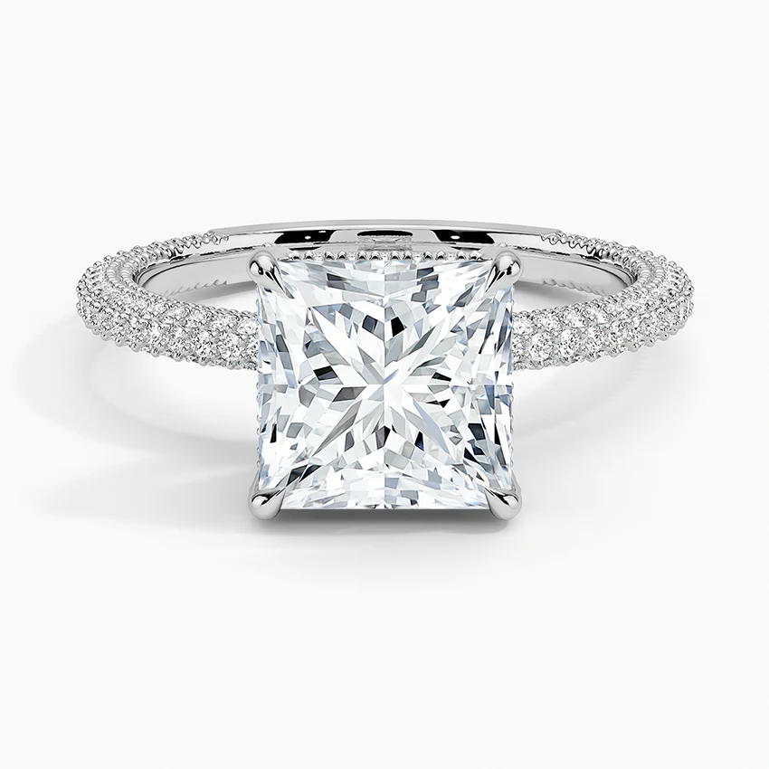 Princess Three Row Pavé Ring