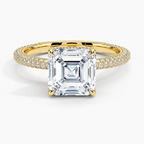 Asscher Three Row Pavé RIng