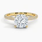 Cushion 3-row Pave Setting Ring