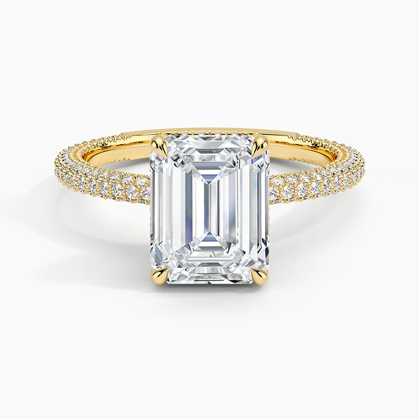 Emerald Three Row Pavé RIng