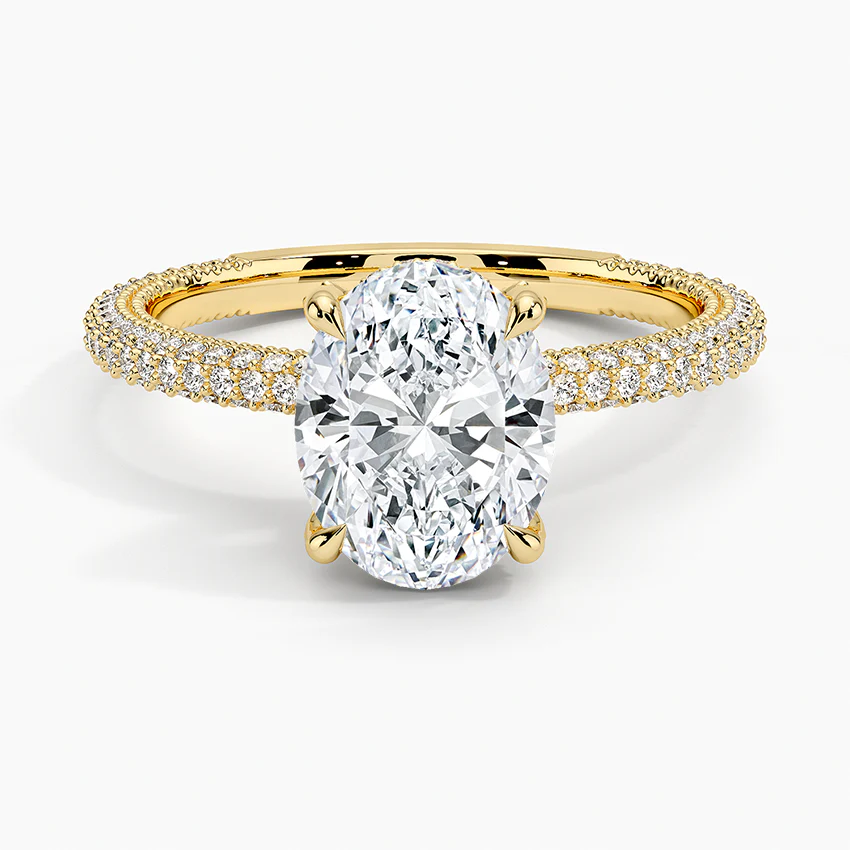 Oval Three Row Pavé Ring