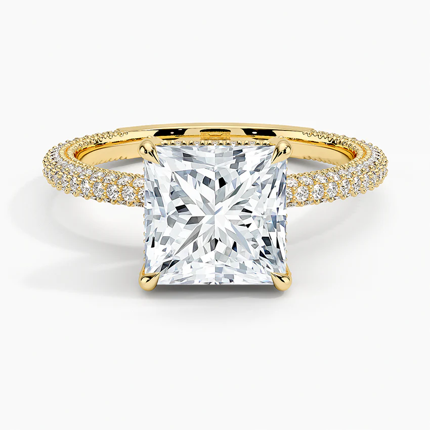 Princess Three Row Pavé Ring