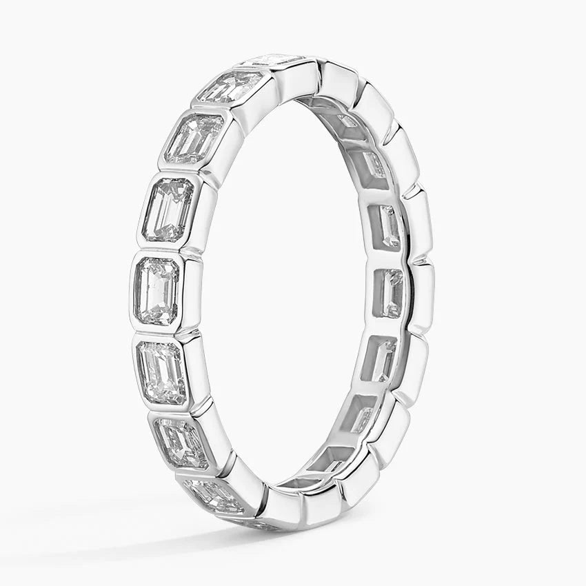 East-West Emerald Bezel Eternity Ring