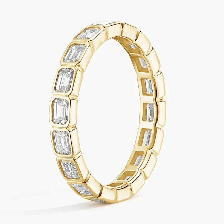 East-West Emerald Bezel Eternity Ring