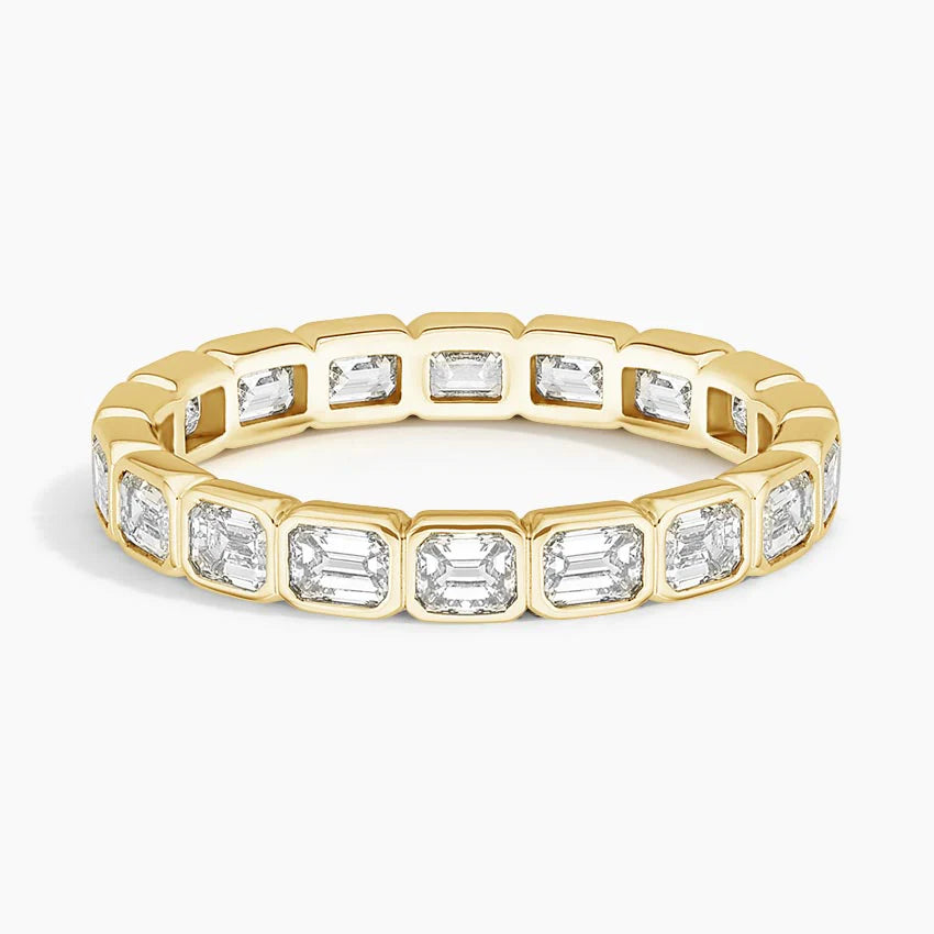 East-West Emerald Bezel Eternity Ring