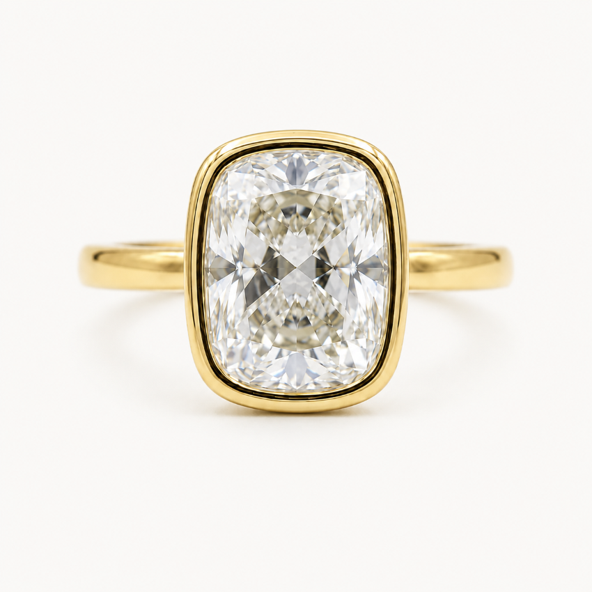 Sarena Bezel  Cushion Solitaire Ring