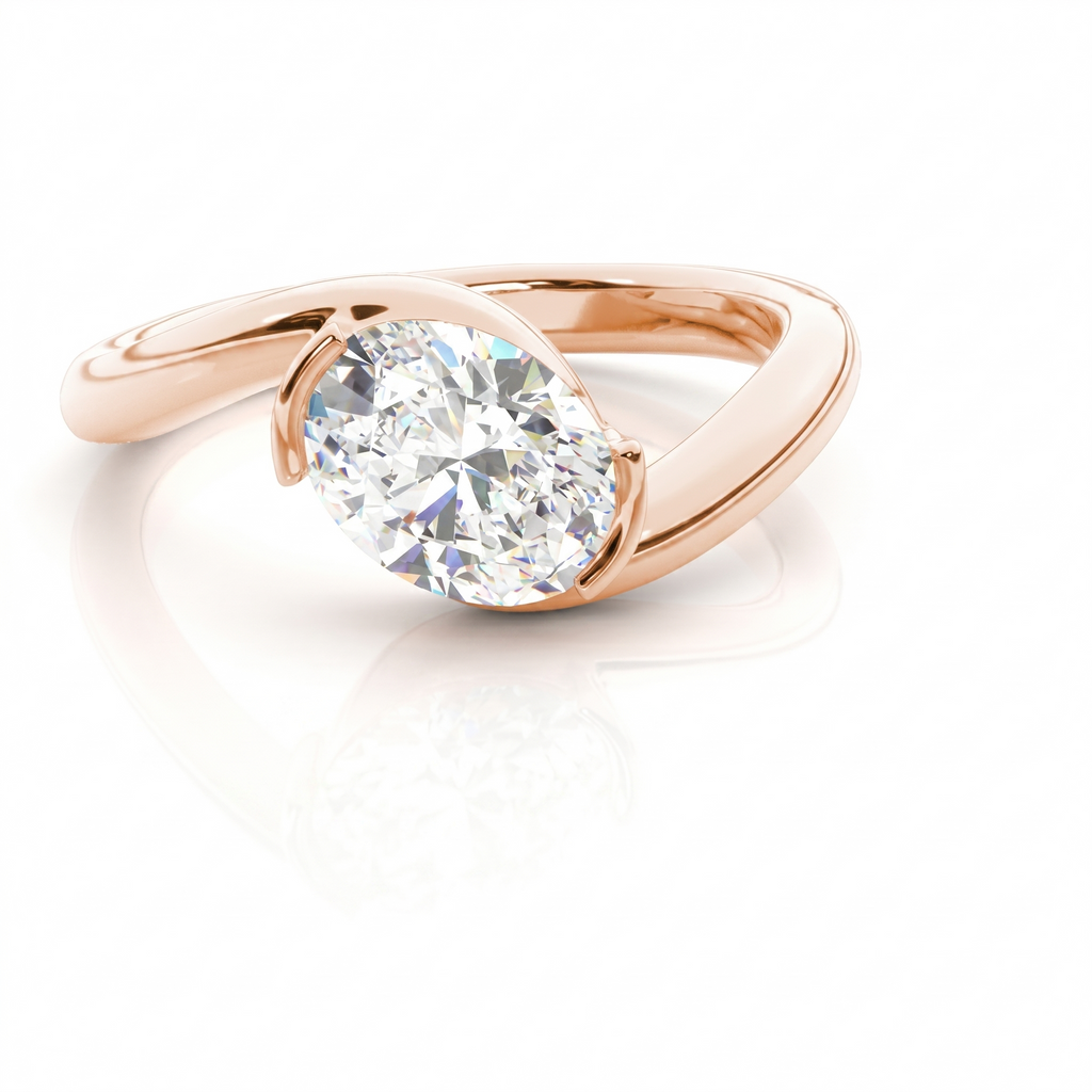 Semi-Bezel Oval Solitaire Ring