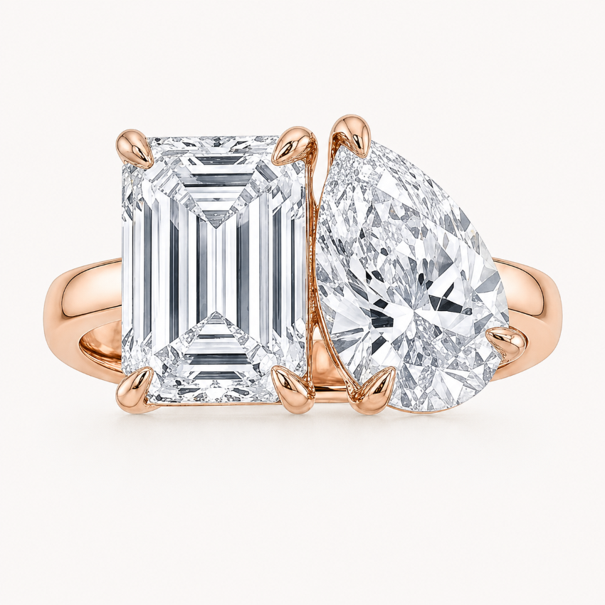 Pear & Emerald Toi et Moi Setting  Ring