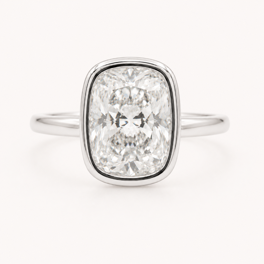 Sarena Bezel  Cushion Solitaire Ring