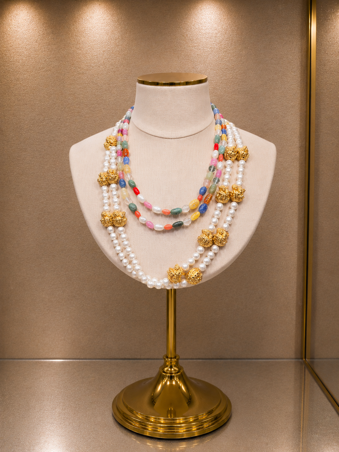 Pearl Mosaic Layered Necklace