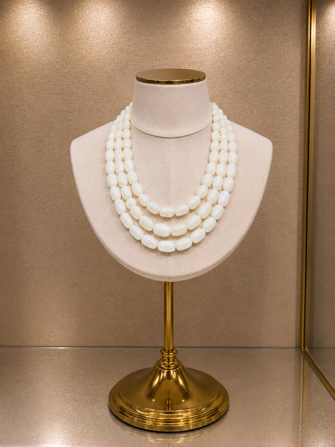 Ivory Pearl Triple Strand Necklace