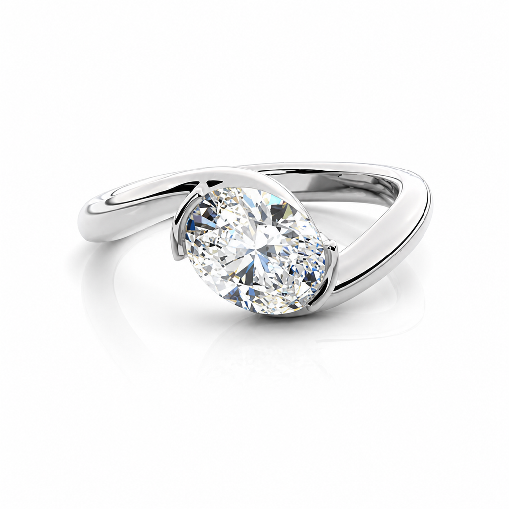 Semi-Bezel Oval Solitaire Ring